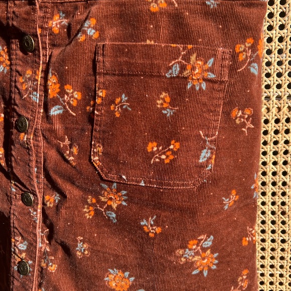 Madewell Corduroy A-Line Mini Skirt in Forest Floral Patch Pocket size 16 - Picture 3 of 8